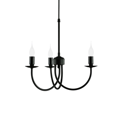 Lámpara de Techo de Metal Negro y 3 Velas | Serie VICTORIA