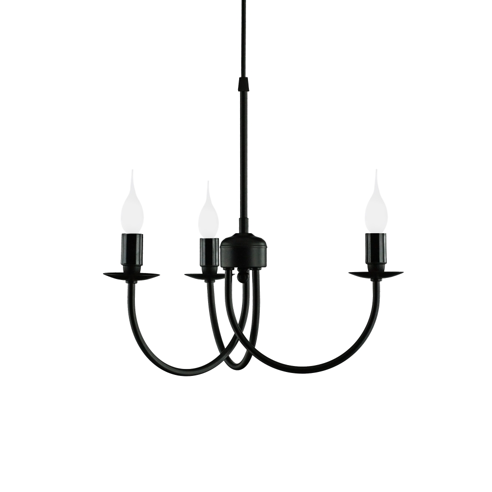 Lámpara de Techo de Metal Negro y 3 Velas | Serie VICTORIA