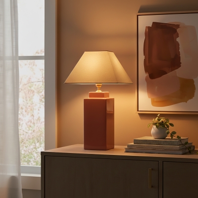 Lámpara de Mesa de Cerámica Beige | Serie ALBA